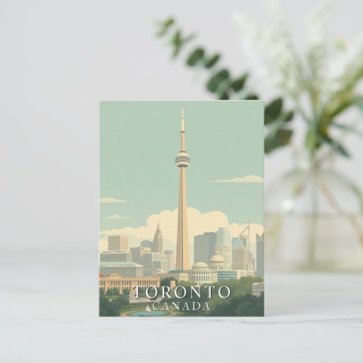 Toronto City Retro Art Postkarte (Stehend Vorderseite)