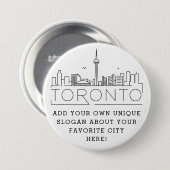 Toronto City Skyline | Benutzerdefinierter Slogan- Button (Vorne & Hinten)