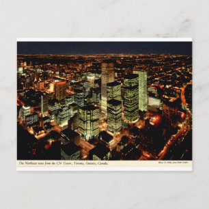 Toronto CN Tower Blick auf die vintage Nacht-Skyli Postkarte