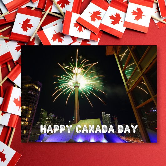 Toronto CN Tower Fireworks Happy Canada Day Karte