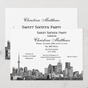 Toronto Etch DIY BG Farbe Sweet 16 Wht Einladung