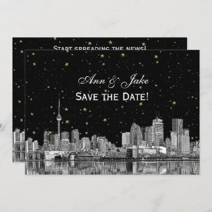 Toronto Etch Starry DIY BG Color Save the Date Bla Einladung