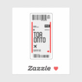 Toronto Flight Ticket Boarding Pass Reisen Kanada Aufkleber (Blatt)