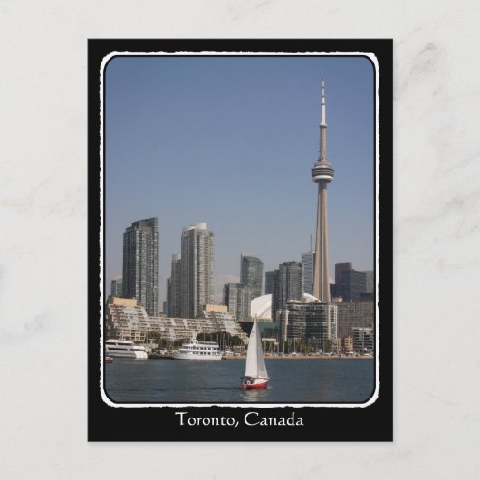 Toronto Hafen Skyline mit Red Boat und Grenze Postkarte (Vorderseite)