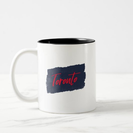 Toronto Handgeschriebene Red Typografy Coffee Tass Zweifarbige Tasse (Links)