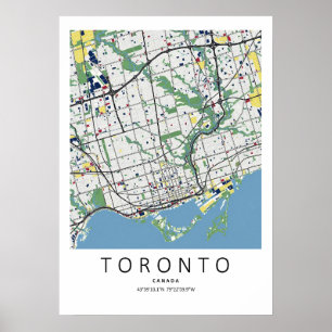 Toronto Kanada Karte Poster Saubere Kartenkunst