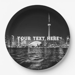 Toronto Kanada Schwarz-Weiß Vintage Maßanfertigung Pappteller