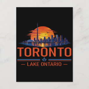 Toronto Lake Ontario Sonnenuntergang Skyline Kunst Postkarte