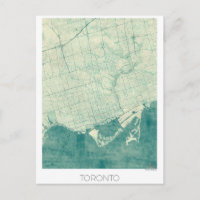 Toronto Map Blue Vintag Watercolor