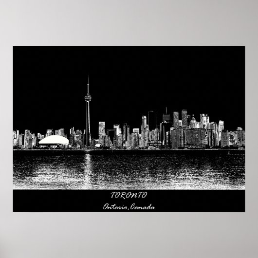 Toronto Ontario Canada Black Skyline Foto 188 Poster (Vorne)