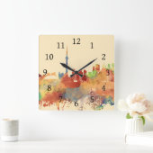 Toronto Ontario Canada Orange Skyline Design 248 Quadratische Wanduhr (Zuhause)