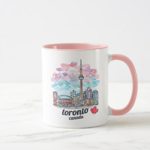 Toronto Ontario Kanada Aquarell Skyline CN Tower Tasse