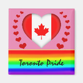 Toronto Pride & Hearts & Rainbow Flag / Liebe Magnet (Vorne)