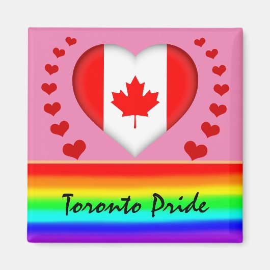Toronto Pride & Hearts & Rainbow Flag / Liebe Magnet (Vorne)
