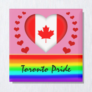 Toronto Pride & Hearts & Rainbow Flag / Liebe Magnet