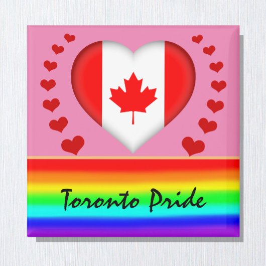 Toronto Pride & Hearts & Rainbow Flag / Liebe Magnet