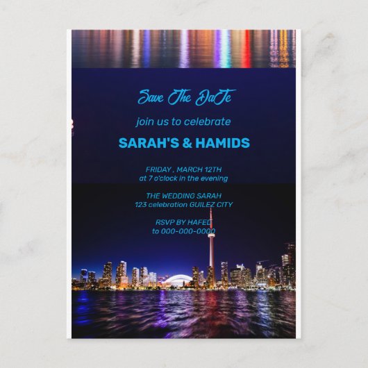 TORONTO Save the Date Vorlage, Toronto Postcard S Ankündigungspostkarte (Vorderseite)