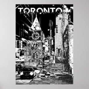 ࿗ Toronto, Schwarz-Weiß-Collage  Poster