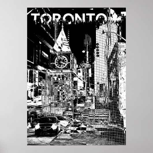 ࿗ Toronto, Schwarz-Weiß-Collage Poster (Vorne)