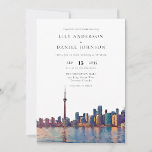 Toronto Skyline Aquarell All-in-One-Hochzeit Einladung