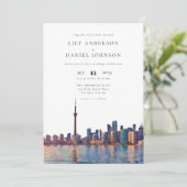 Toronto Skyline Aquarell Elegante Hochzeit Einladung (Stehend Vorderseite)