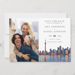 Toronto Skyline Aquarell-Foto-Hochzeit Save The Date