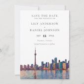 Toronto Skyline Aquarell-Foto-Hochzeit Save The Date (Vorderseite)