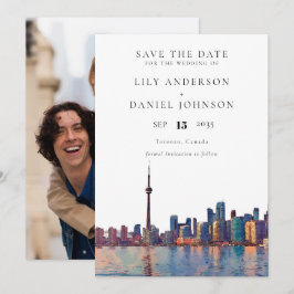 Toronto Skyline Aquarell-Foto-Hochzeit Save The Date