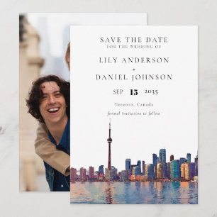 Toronto Skyline Aquarell-Foto-Hochzeit Save The Date