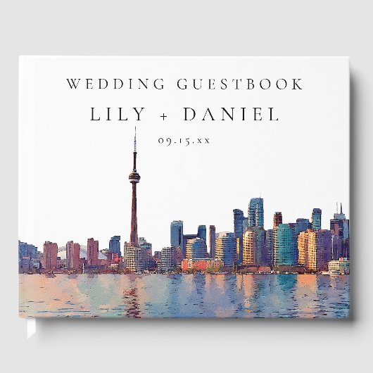 Toronto Skyline Aquarell-Hochzeit Gästebuch (Vorderseite)