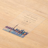 Toronto-Skyline-Aquarell-Hochzeitsdestination Acryleinladungen (Ablage )