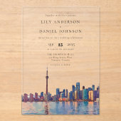 Toronto-Skyline-Aquarell-Hochzeitsdestination Acryleinladungen (Vorderseite)