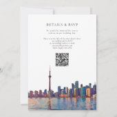 Toronto Skyline Aquarell QR-Code Hochzeit Einladung (Rückseite)