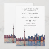 Toronto Skyline Aquarell Ziel Hochzeit Save The Date (Vorne/Hinten)