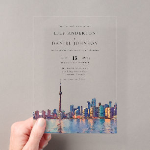 Toronto Skyline Aquarell Zielhochzeit Acryleinladungen