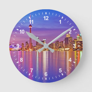 Toronto-Skyline bei Dämmerung Runde Wanduhr
