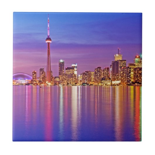 Toronto Skyline bei Dusk Fliese (Vorderseite)