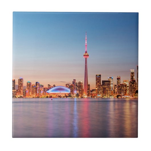 Toronto Skyline bei Sunset Fliese (Vorderseite)