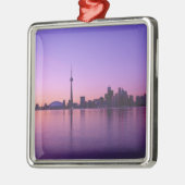 Toronto Skyline in der Nacht, Ontario, Kanada Silbernes Ornament (Links)