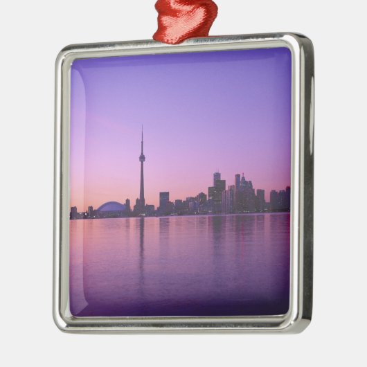 Toronto Skyline in der Nacht, Ontario, Kanada Silbernes Ornament (Links)