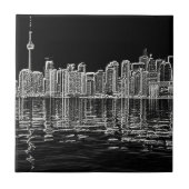 Toronto-Skyline in Schwarzweiss Fliese (Vorderseite)