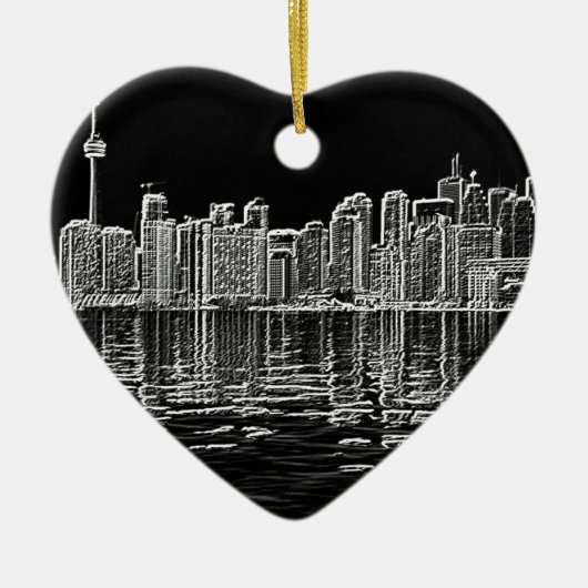 Toronto-Skyline in Schwarzweiss Keramik Ornament (Vorne)