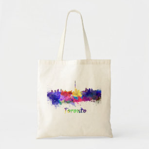 Toronto skyline in watercolor tragetasche