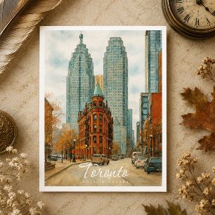 Toronto Skyline Kanada Vintage-Aquarell Feiertagspostkarte