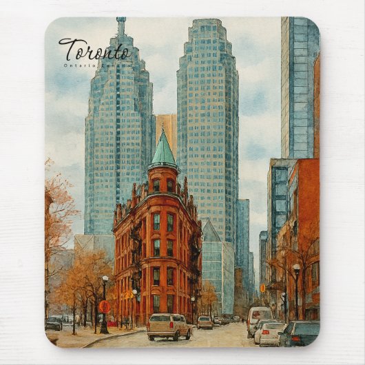 Toronto Skyline Kanada Vintage-Aquarell Mousepad (Vorne)