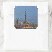 Toronto Skyline nachts Quadratischer Aufkleber (Tasche)