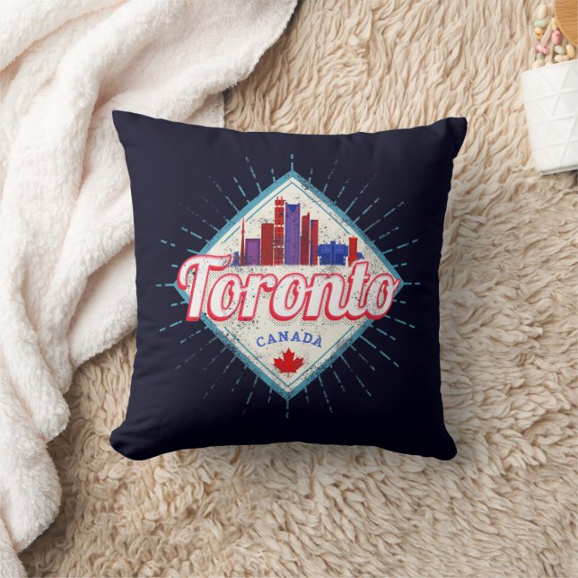 Toronto Skyline Ontario Retro Kanada Vintag Kissen (Decke)