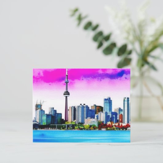 Toronto Skyline Painted Design auf Postkarte (Stehend Vorderseite)
