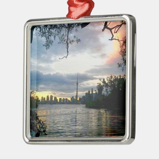 Toronto-Skyline Silbernes Ornament (Links)