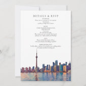 Toronto Skyline Watercolor All In One Wedding Einladung (Rückseite)